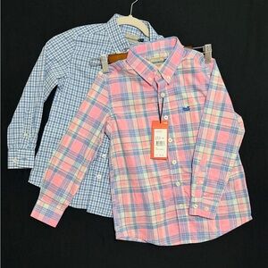 2 Southern Marsh Kids Plaid Button-Down Shirts - Pink PotomicPlaid Blue Gingham
